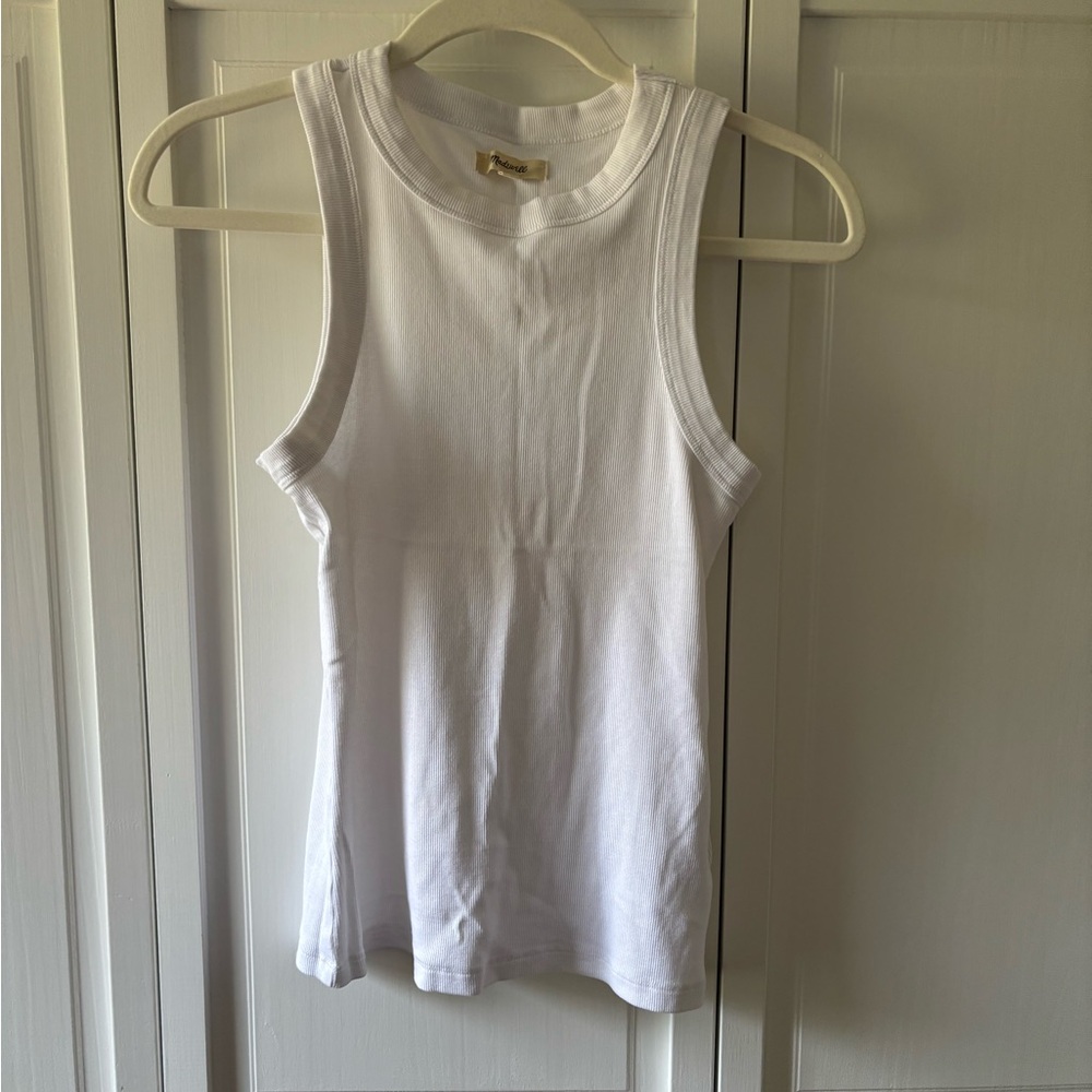 NWOT Madewell Supima Rib Cutaway Tank, white, size M
